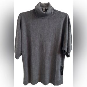 NORDSTROM VERTIGO PARIS Elbow Length Thin Knit Turtleneck Black Heather M/L✨NWT✨
